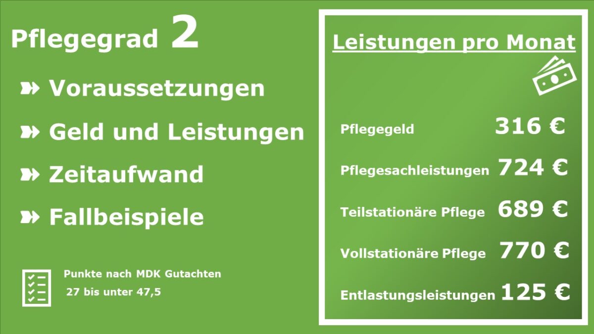 Pflegegrad 2 - Geld, Voraussetzungen & Leistungen